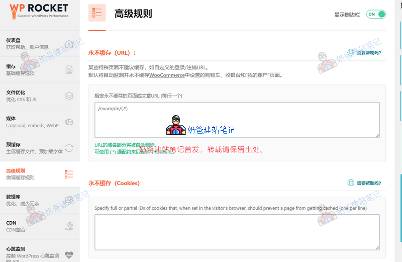 WP ROCKET高级规则