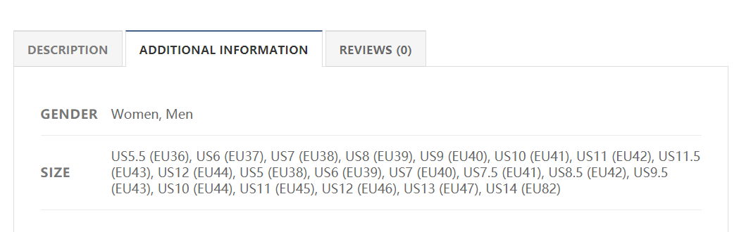 Additional Information标签