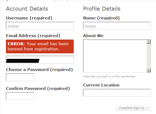Wordpress邮箱注册黑名单